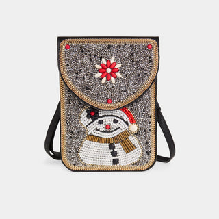 Artisan Beaded Holiday Crossbody - Snowman