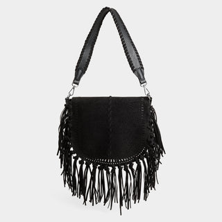 Jessie Tassel Crossbody + Shoulder Bag - Black