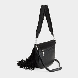 Jessie Tassel Crossbody + Shoulder Bag - Black