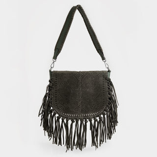 Jessie Tassel Crossbody + Shoulder Bag - Pine