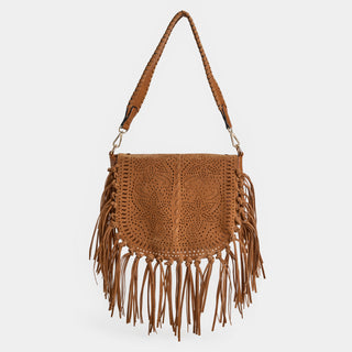 Jessie Tassel Crossbody + Shoulder Bag - Cognac