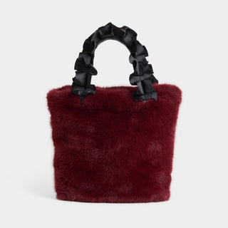Larsa Faux Fur Wristlet - Merlot