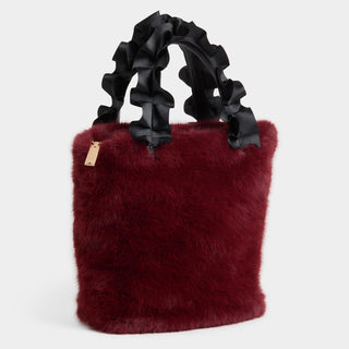 Larsa Faux Fur Wristlet - Merlot