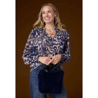 Larsa Faux Fur Wristlet - Merlot