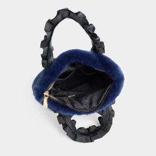 Larsa Faux Fur Wristlet - Midnight Blue