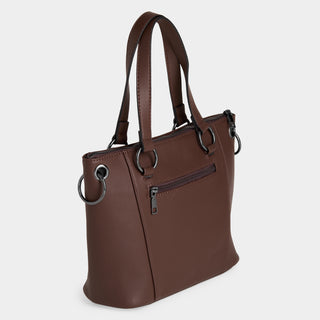 Evelyn Studded Tote - Chocolate