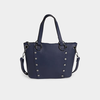 Evelyn Studded Tote - Dark Blue