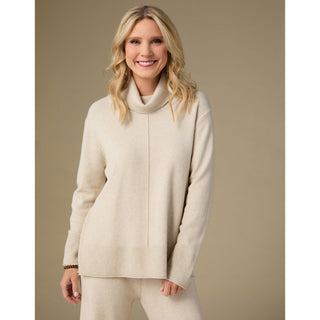 Heavenly-Luxe Cowl Neck with Rib Trim Detail - Oatmeal