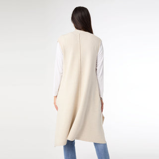 Heavenly-Luxe Contrast Rib Vest with Pockets - Oatmeal