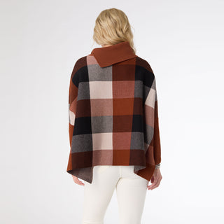 Loren Colorblock Poncho - Nutmeg/Black/Natural