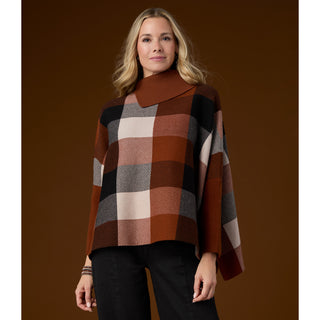 Loren Colorblock Poncho - Blue/Grey