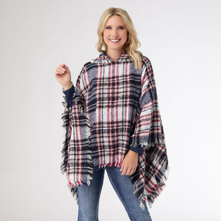 Copacabana Hooded Poncho - Navy/White/Red
