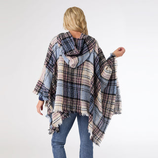 Copacabana Hooded Poncho - Sky Blue/Black/Natural