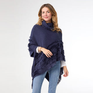Stephany Turtleneck Poncho - Navy