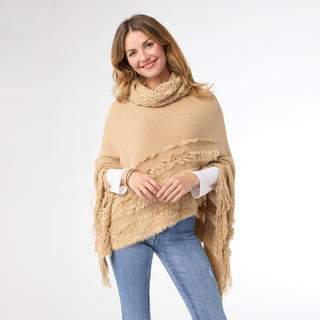 Stephany Turtleneck Poncho - Natural