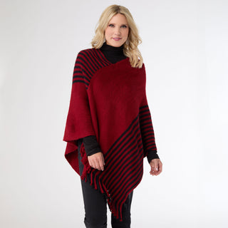 Petra Asymmetrical Poncho - Red/Black