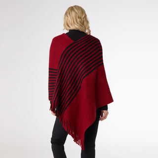 Petra Asymmetrical Poncho - Red/Black
