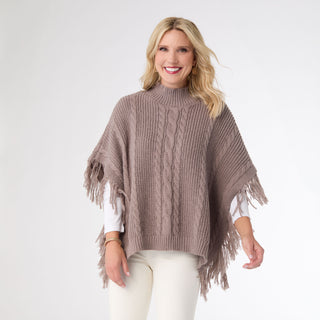 Hayes Cable Knit Poncho - Dusty Plum