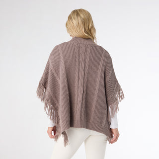 Hayes Cable Knit Poncho - Dusty Plum