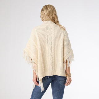 Hayes Cable Knit Poncho - Cream