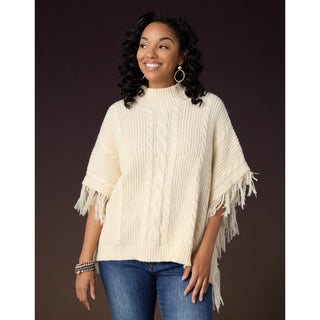Hayes Cable Knit Poncho - Cream