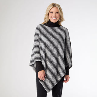Keyla Brushed Poncho - Black/White