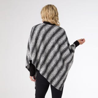 Keyla Brushed Poncho - Black/White