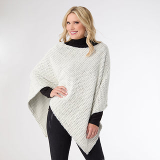 Christa Eyelash Poncho - Cream/Black