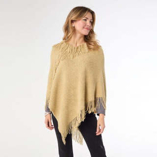 Annie Poncho With Fringe - Citron