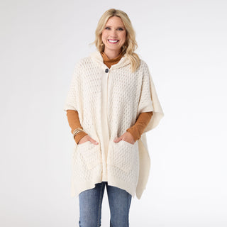 Whitman Hooded Poncho With Pockets - Off White