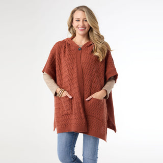 Whitman Hooded Poncho With Pockets - Rust