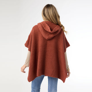 Whitman Hooded Poncho With Pockets - Rust