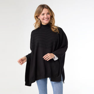 Selina Turtleneck Poncho - Black
