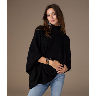 Selina Turtleneck Poncho - Black