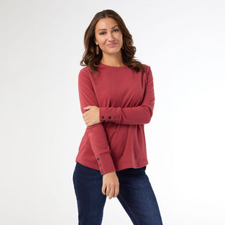 Alexis Super Soft Top with Snap Cuff - Brick