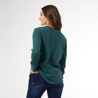 Alexis Super Soft Top with Snap Cuff - Dark Teal