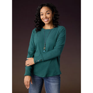 Alexis Super Soft Top with Snap Cuff - Dark Teal