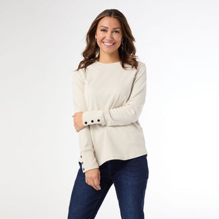 Alexis Super Soft Top with Snap Cuff - Cement