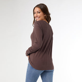 Alexis Super Soft Top with Snap Cuff - Chocolate