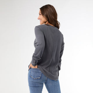 Alexis Super Soft Top with Snap Cuff - Smoke