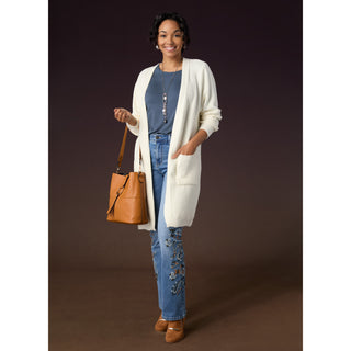 Ciana Lattice Back Cardigan with Pockets - Black