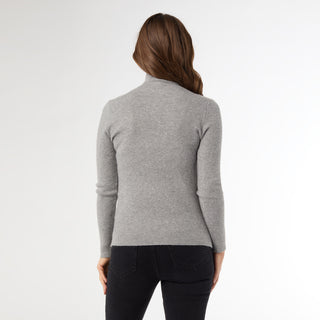 Kamryn Funnel Neck Rib Knit Top - Light Heather Grey