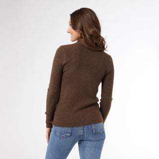 Kamryn Funnel Neck Rib Knit Top - Chocolate