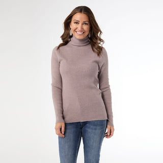 Kamryn Funnel Neck Rib Knit Top - Mushroom
