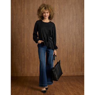 Taleah Long Sleeve Ruffle Blouse - Black
