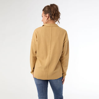 Michela Long Sleeve V-Neck Top - Latte