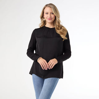 Dylane Long Sleeve Baby Mock Neck Top - Black