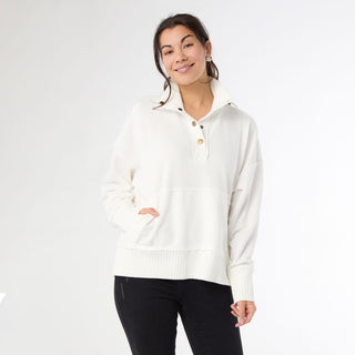 Jayleen Long Sleeve Pouch Pocket Sweatshirt - White