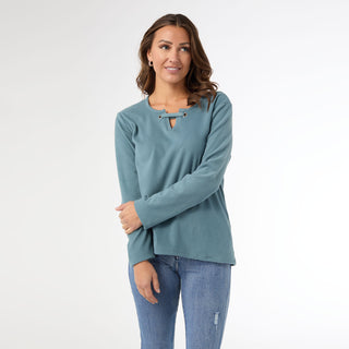 Maylee Soft Brushed V-Neck Top - Deep Sea