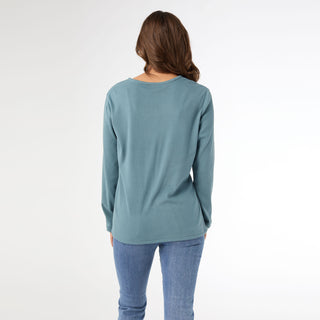 Maylee Soft Brushed V-Neck Top - Deep Sea